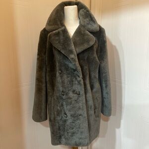 Herman Kay Women's Gray Faux Fur Coat M